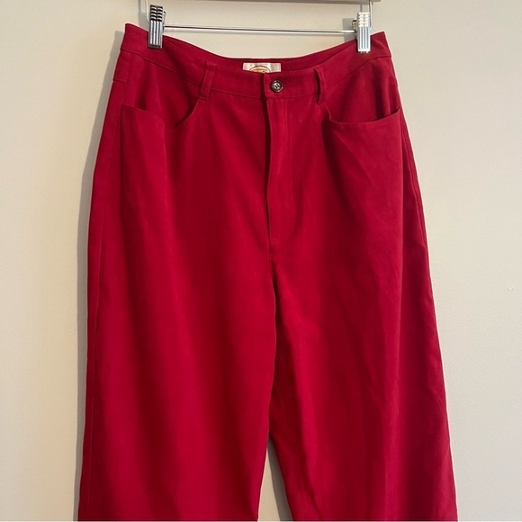 VTG Talbots Women’s 8 Velvety High Rise Red Pants Stretch Holiday Comfy Chic - Picture 11 of 12